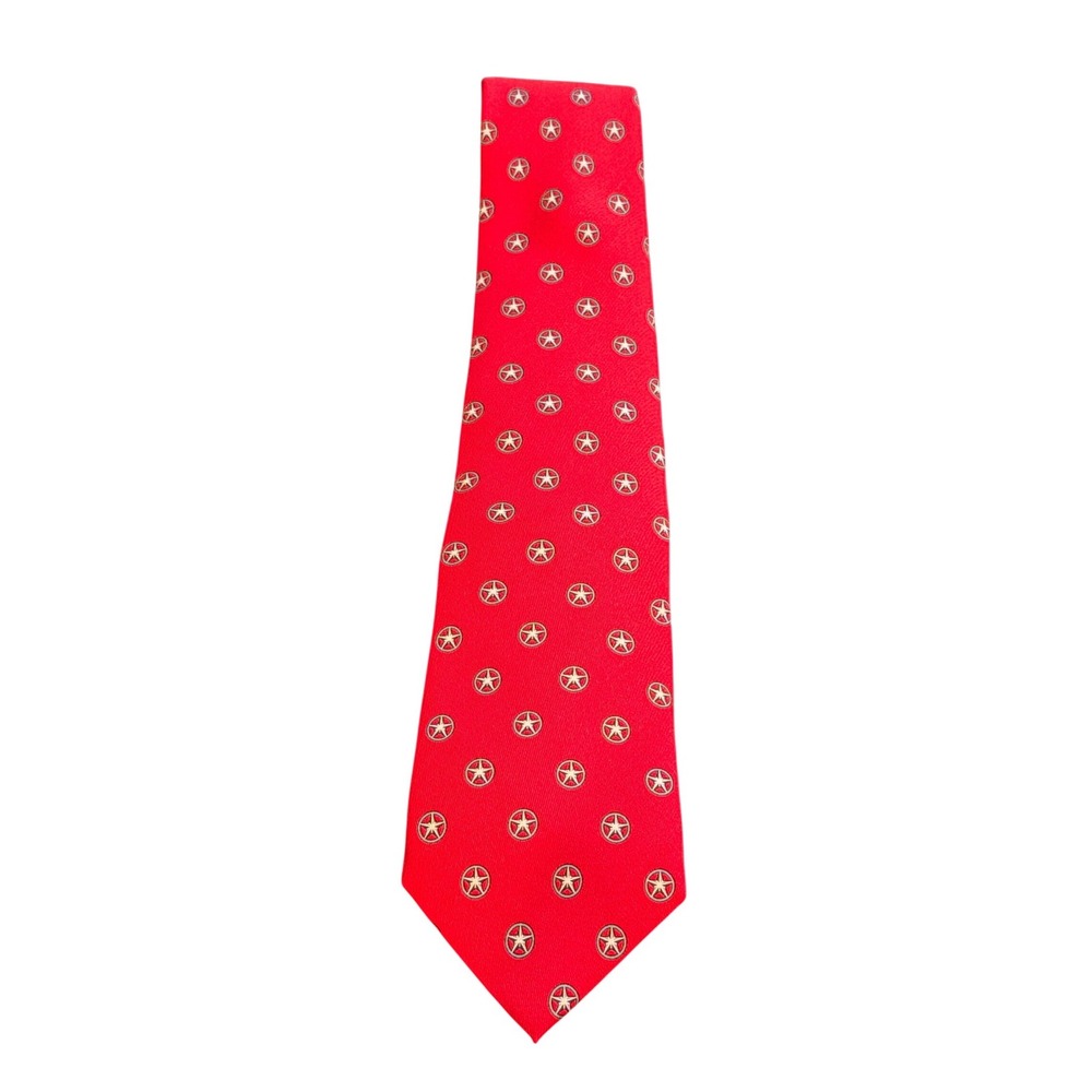 Vineyard Vines Mens Red Silk Tie Sterling Group Nautical Star Custom Collection